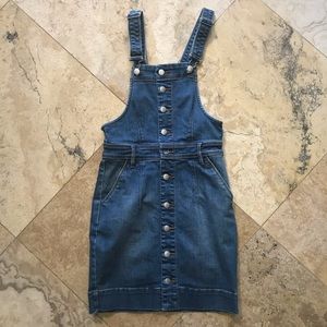 Bebe denim overall button up dress